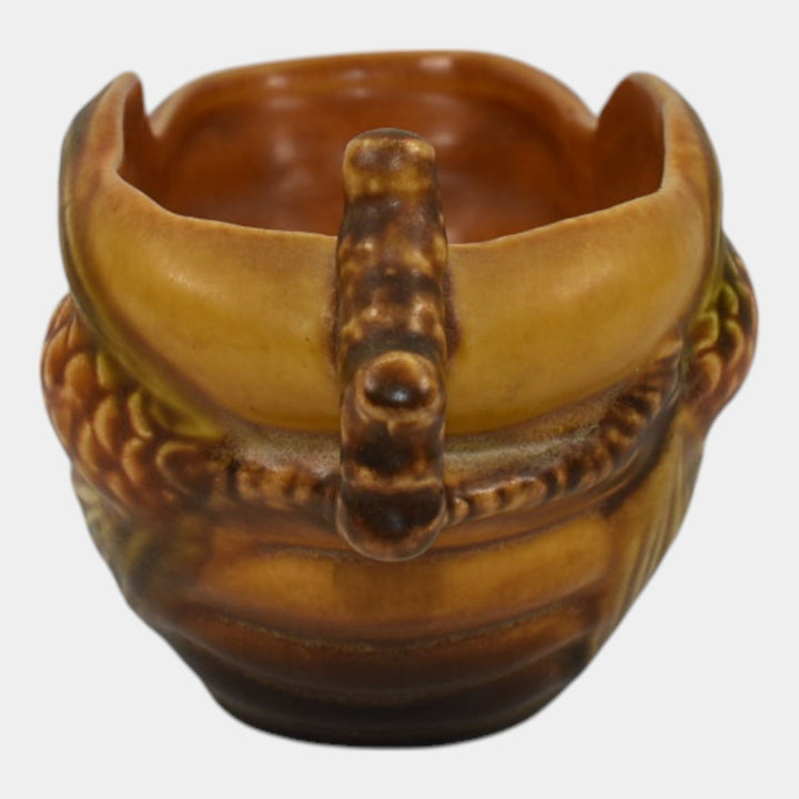 Roseville Pine Cone Brown 1940 Vintage Mid Century Modern Pottery Planter 455-6