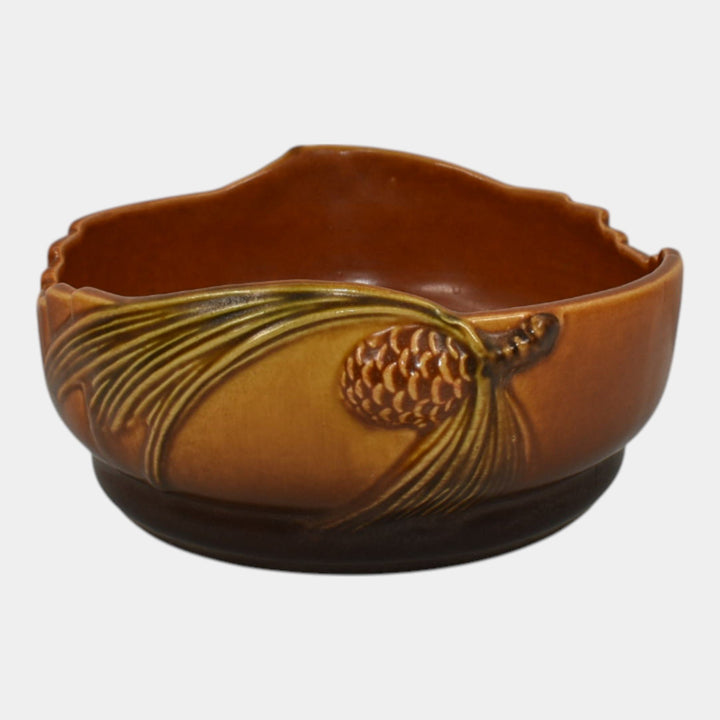 Roseville Pine Cone Brown 1940 Vintage Art Pottery Ceramic Planter Bowl 426-6