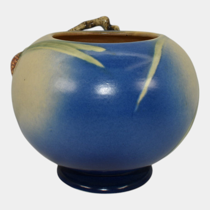 Roseville Pine Cone Blue 1936 Vintage Art Pottery Ceramic Bowl Vase 261-6