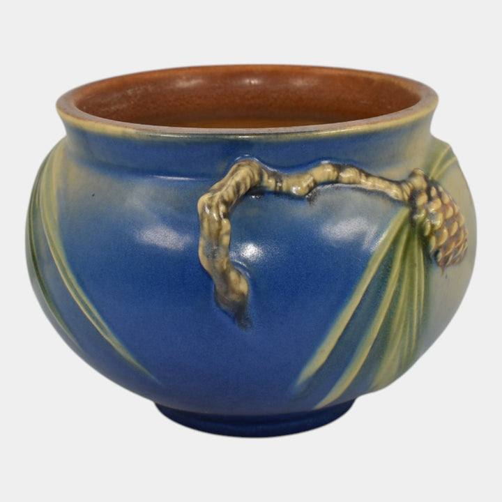 Roseville Pine Cone Blue 1936 Vintage Pottery Ceramic Jardiniere Planter 632-4