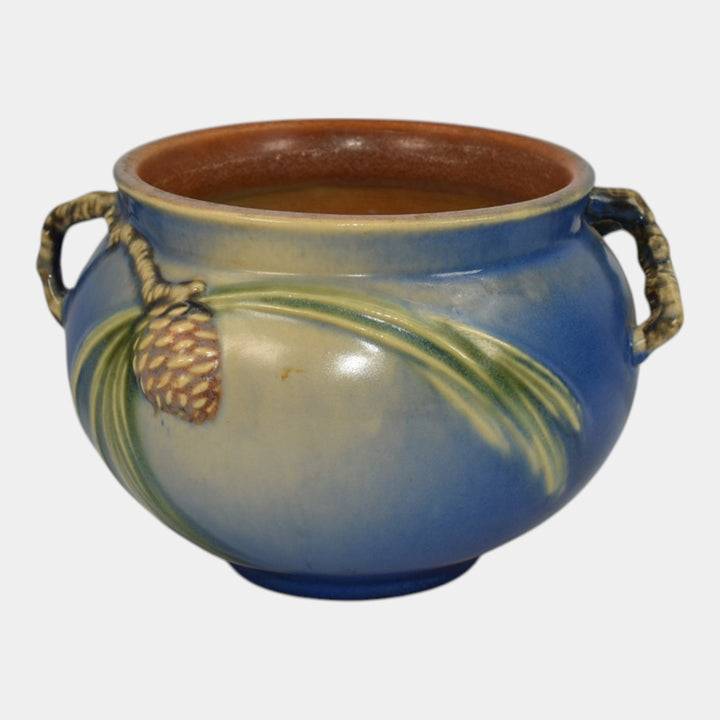 Roseville Pine Cone Blue 1936 Vintage Pottery Ceramic Jardiniere Planter 632-4