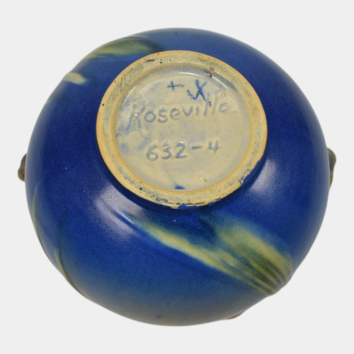Roseville Pine Cone Blue 1936 Vintage Pottery Ceramic Jardiniere Planter 632-4