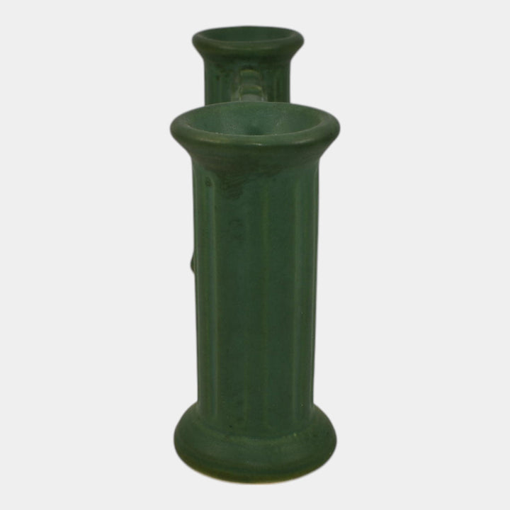Roseville Matte Green 1907 Vintage Arts and Crafts Pottery Double Bud Vase 7