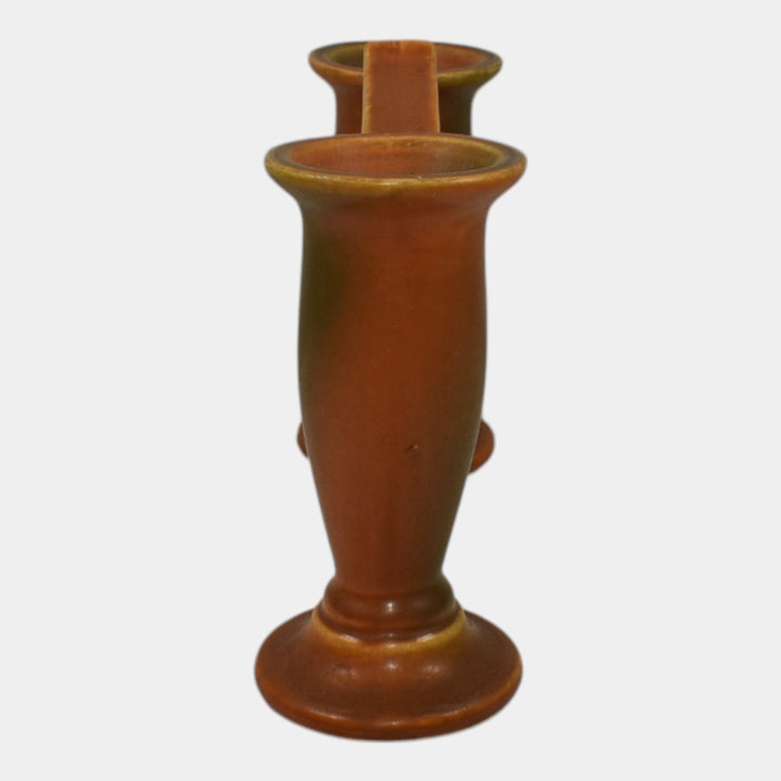 Roseville Rosecraft Burnt Orange 1920 Art Pottery Double Bud Gate Vase 46-5