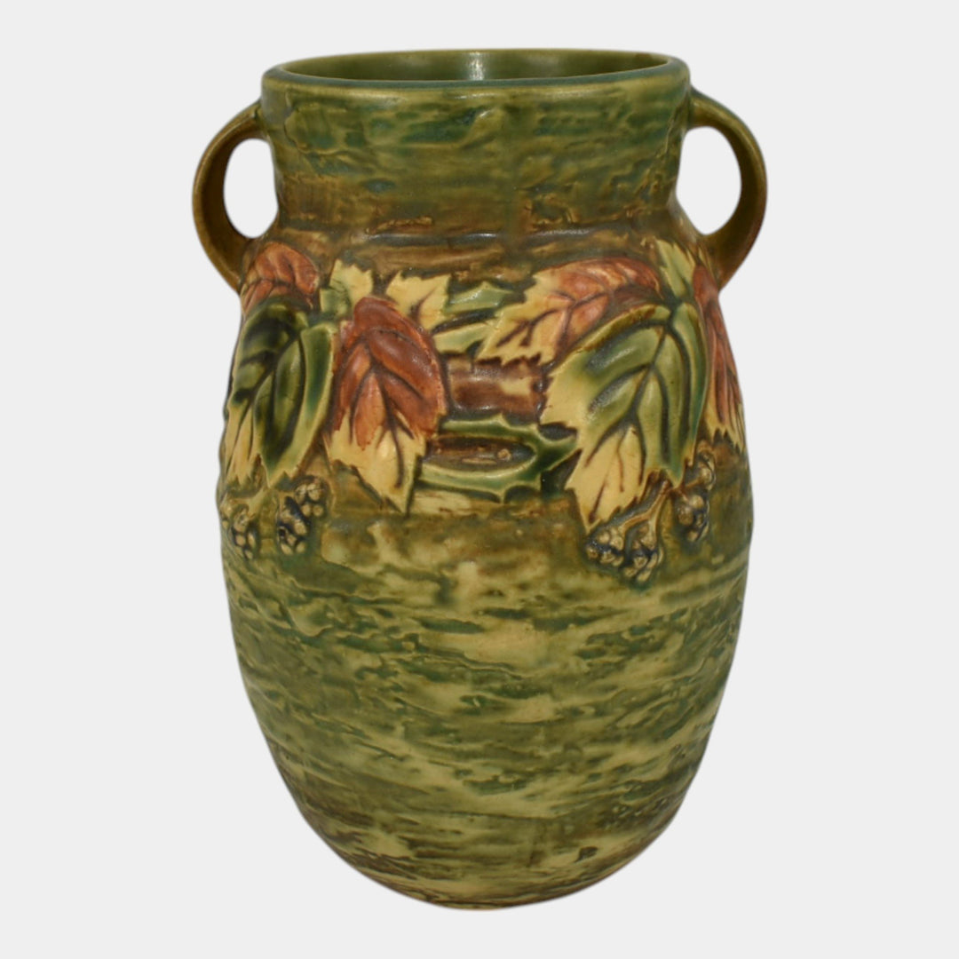 Roseville Blackberry 1932 Vintage Art Pottery Green Ceramic Flower Vase 576-8 - Just Art Pottery