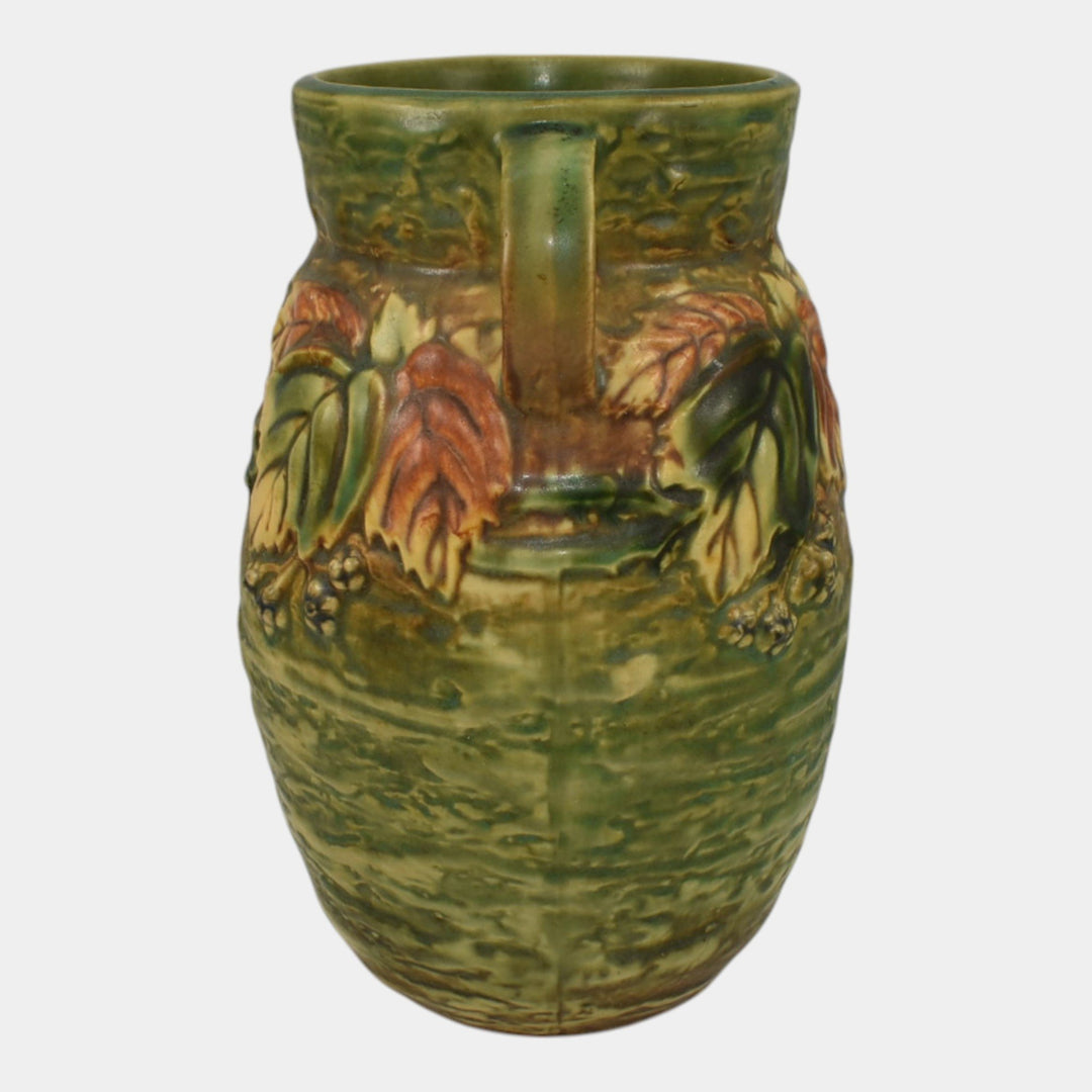 Roseville Blackberry 1932 Vintage Art Pottery Green Ceramic Flower Vase 576-8 - Just Art Pottery