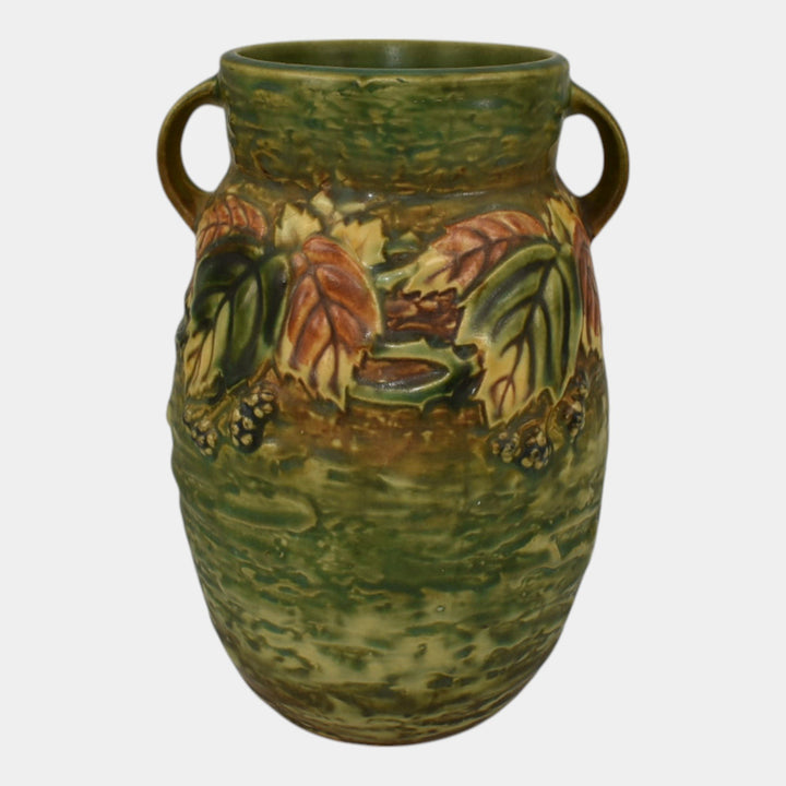 Roseville Blackberry 1932 Vintage Art Pottery Green Ceramic Flower Vase 576-8 - Just Art Pottery