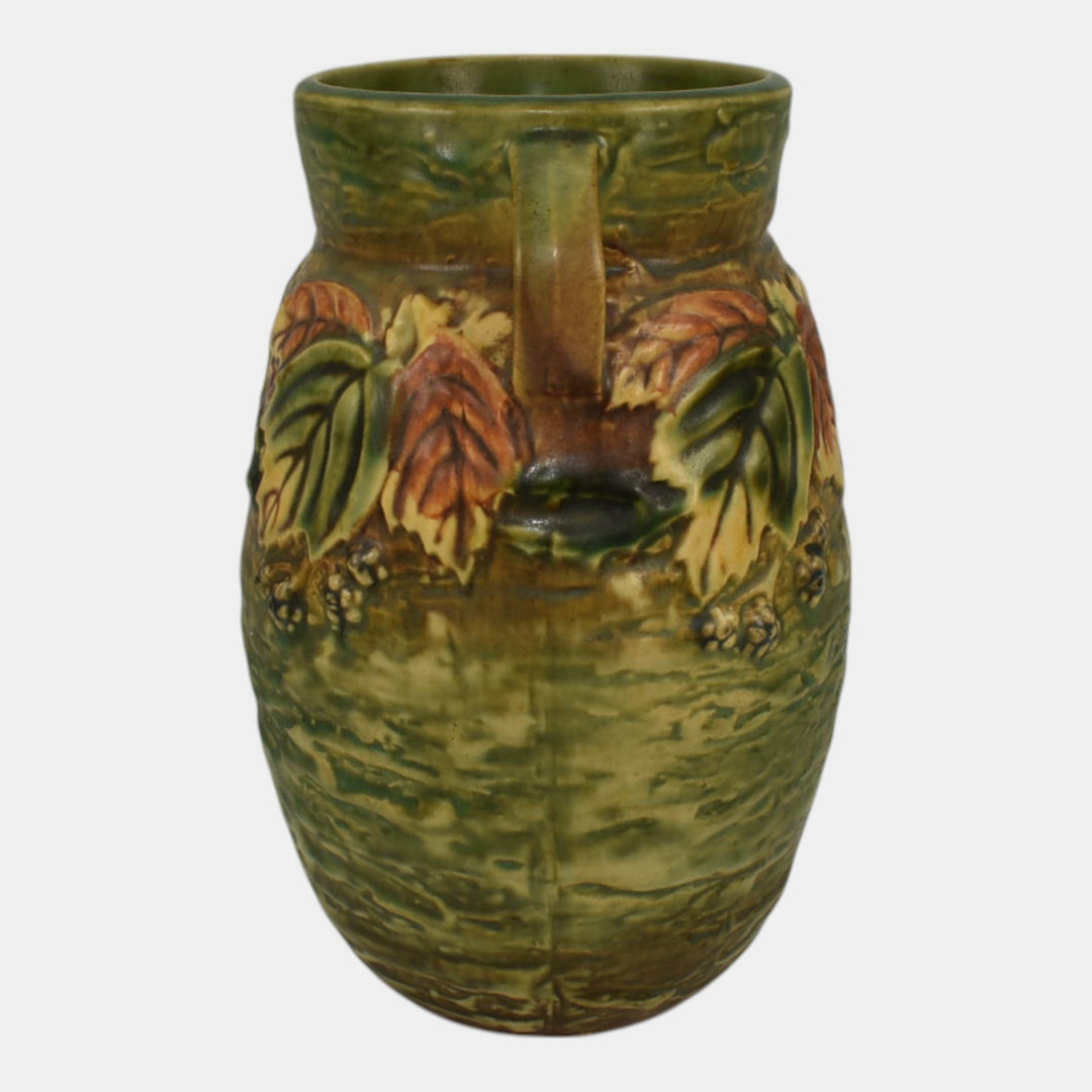 Roseville Blackberry 1932 Vintage Art Pottery Green Ceramic Flower Vase 576-8 - Just Art Pottery