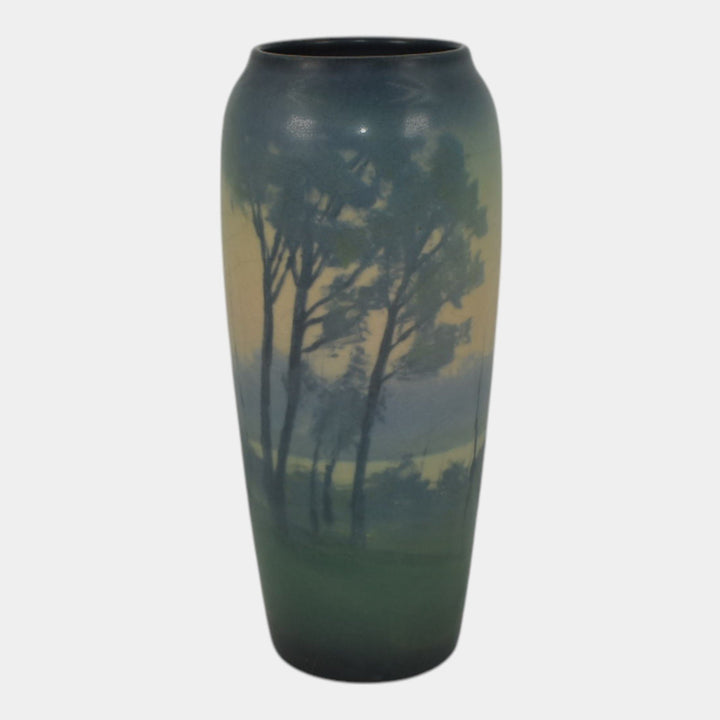 Rookwood 1921 Vintage Art Pottery Ceramic Blue Scenic Landscape Vase 951F Coyne