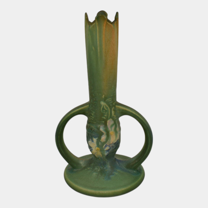 Roseville Cosmos Green 1939 Vintage Art Deco Pottery Ceramic Bud Vase 959-7