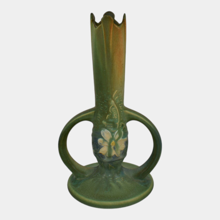 Roseville Cosmos Green 1939 Vintage Art Deco Pottery Ceramic Bud Vase 959-7