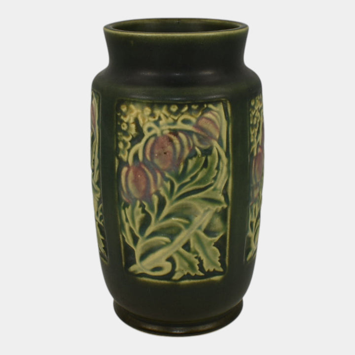 Roseville Rosecraft Panel Green 1926 Arts And Crafts Pottery Ceramic Vase