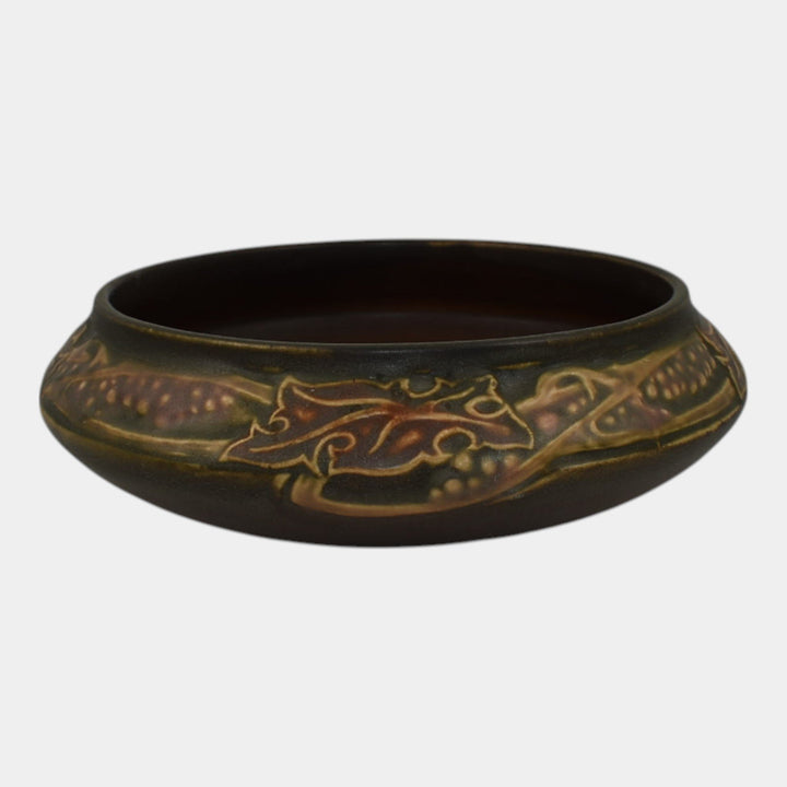 Roseville Rosecraft Vintage Brown 1925 Vintage Art Pottery Ceramic Low Bowl