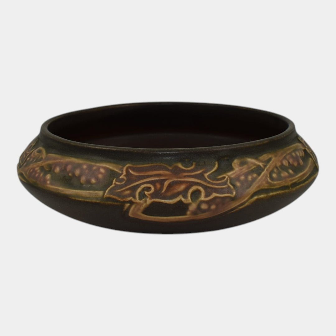Roseville Rosecraft Vintage Brown 1925 Vintage Art Pottery Ceramic Low Bowl