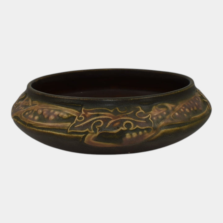 Roseville Rosecraft Vintage Brown 1925 Vintage Art Pottery Ceramic Low Bowl