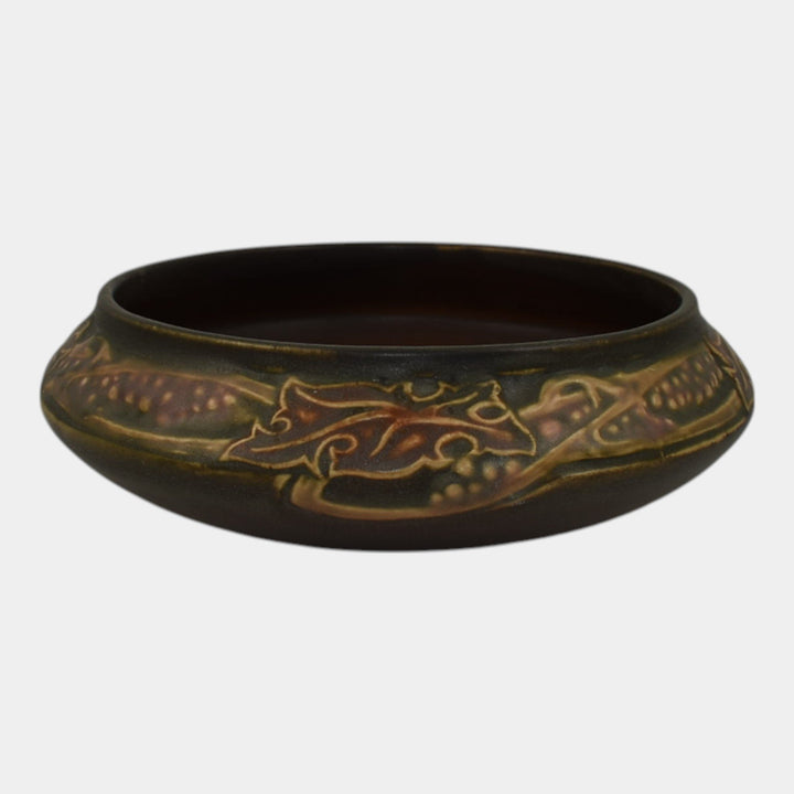 Roseville Rosecraft Vintage Brown 1925 Vintage Art Pottery Ceramic Low Bowl