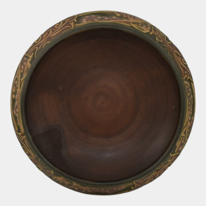 Roseville Rosecraft Vintage Brown 1925 Vintage Art Pottery Ceramic Low Bowl