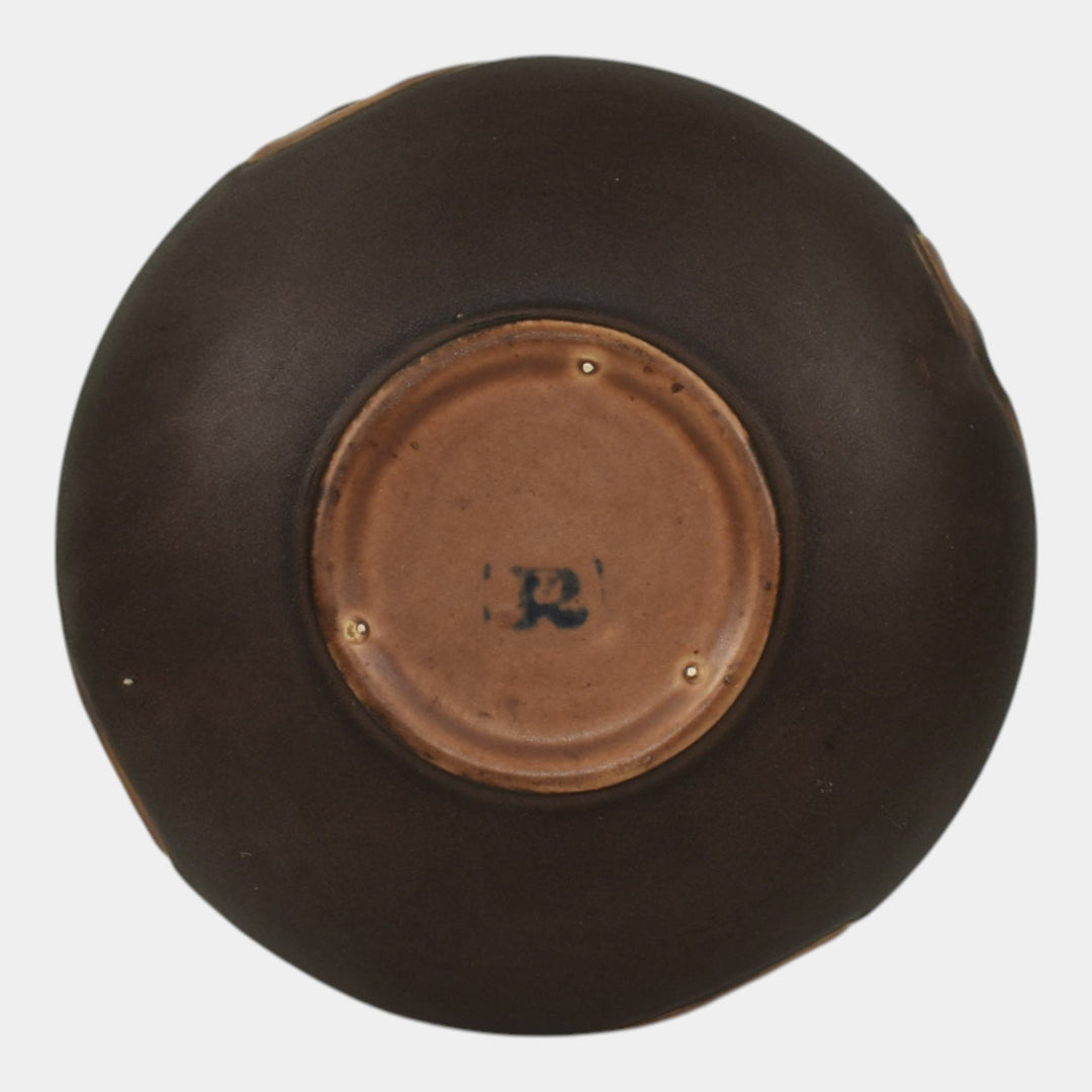 Roseville Rosecraft Vintage Brown 1925 Vintage Art Pottery Ceramic Low Bowl