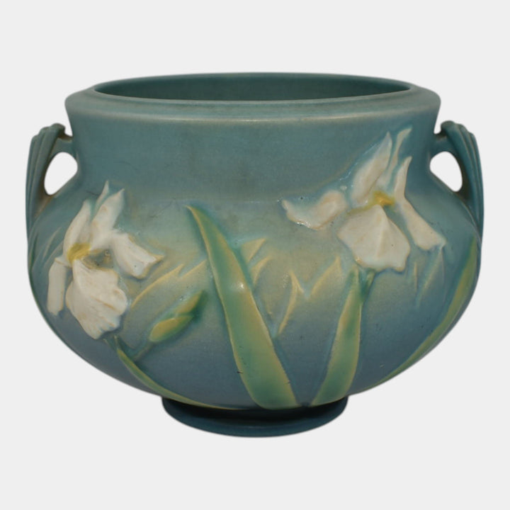 Roseville Iris Blue 1939 Vintage Art Pottery Ceramic Jardiniere Planter 647-5
