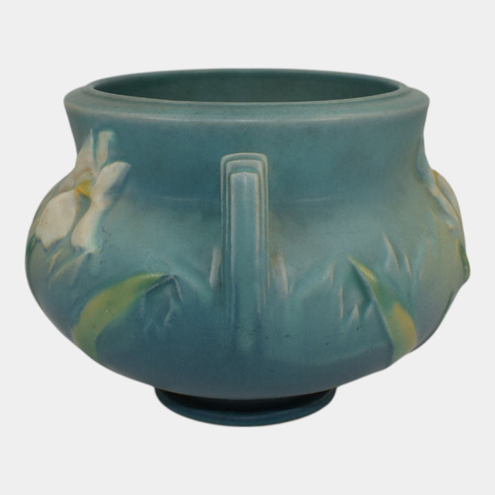Roseville Iris Blue 1939 Vintage Art Pottery Ceramic Jardiniere Planter 647-5