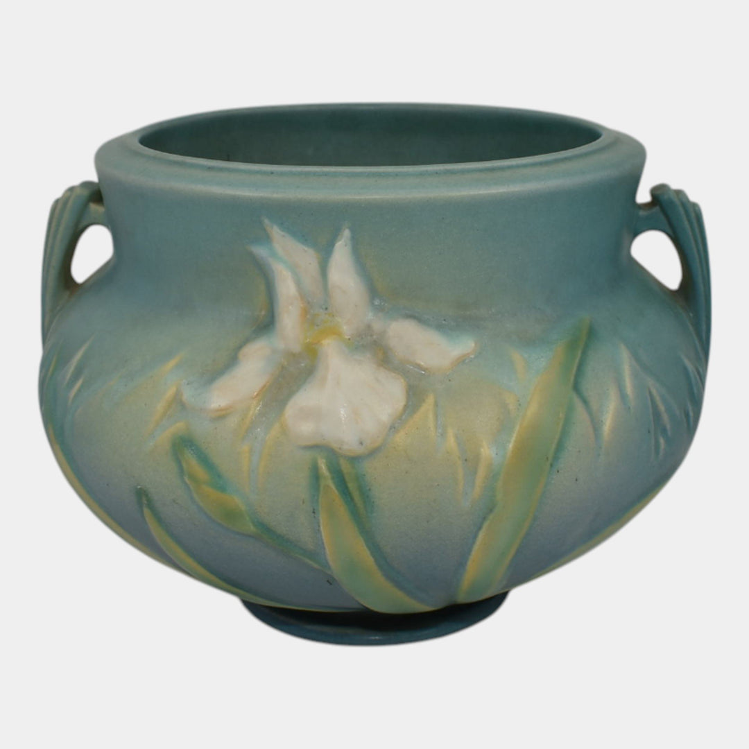 Roseville Iris Blue 1939 Vintage Art Pottery Ceramic Jardiniere Planter 647-5