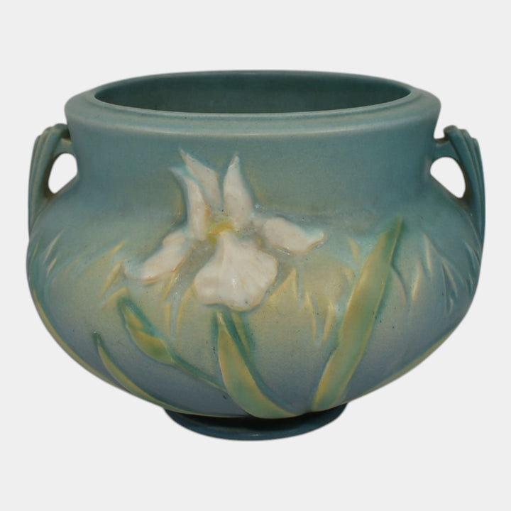Roseville Iris Blue 1939 Vintage Art Pottery Ceramic Jardiniere Planter 647-5