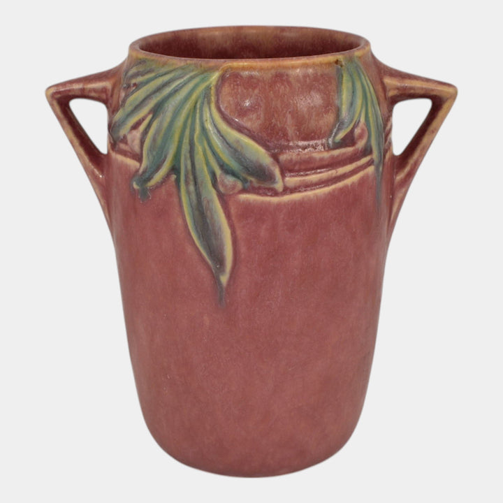 Roseville Velmoss II Rose Pink 1935 Vintage Art Deco Pottery Ceramic Vase 714-6 - Just Art Pottery