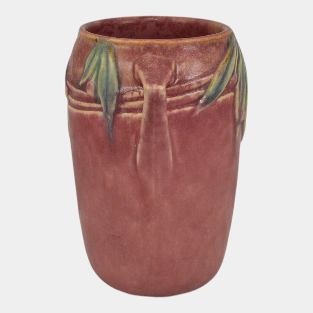 Roseville Velmoss II Rose Pink 1935 Vintage Art Deco Pottery Ceramic Vase 714-6 - Just Art Pottery