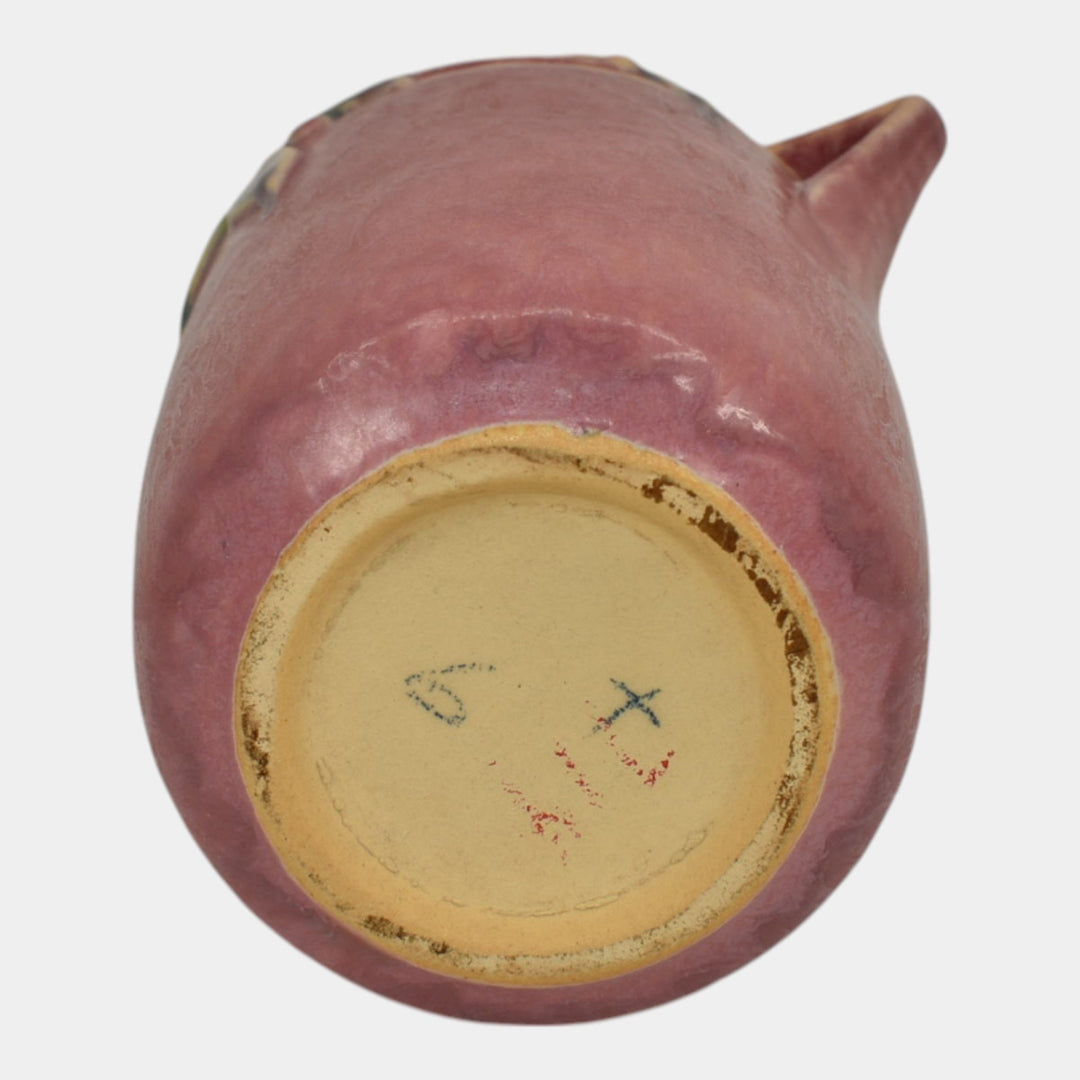 Roseville Velmoss II Rose Pink 1935 Vintage Art Deco Pottery Ceramic Vase 714-6 - Just Art Pottery