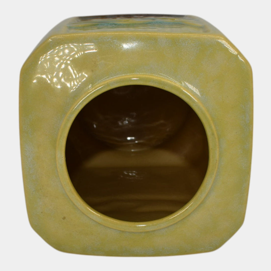 Roseville Wincraft Green 1948 Vintage Art Deco Pottery Square Vase 274-7
