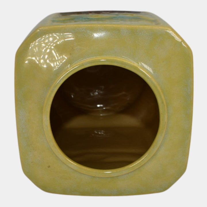 Roseville Wincraft Green 1948 Vintage Art Deco Pottery Square Vase 274-7