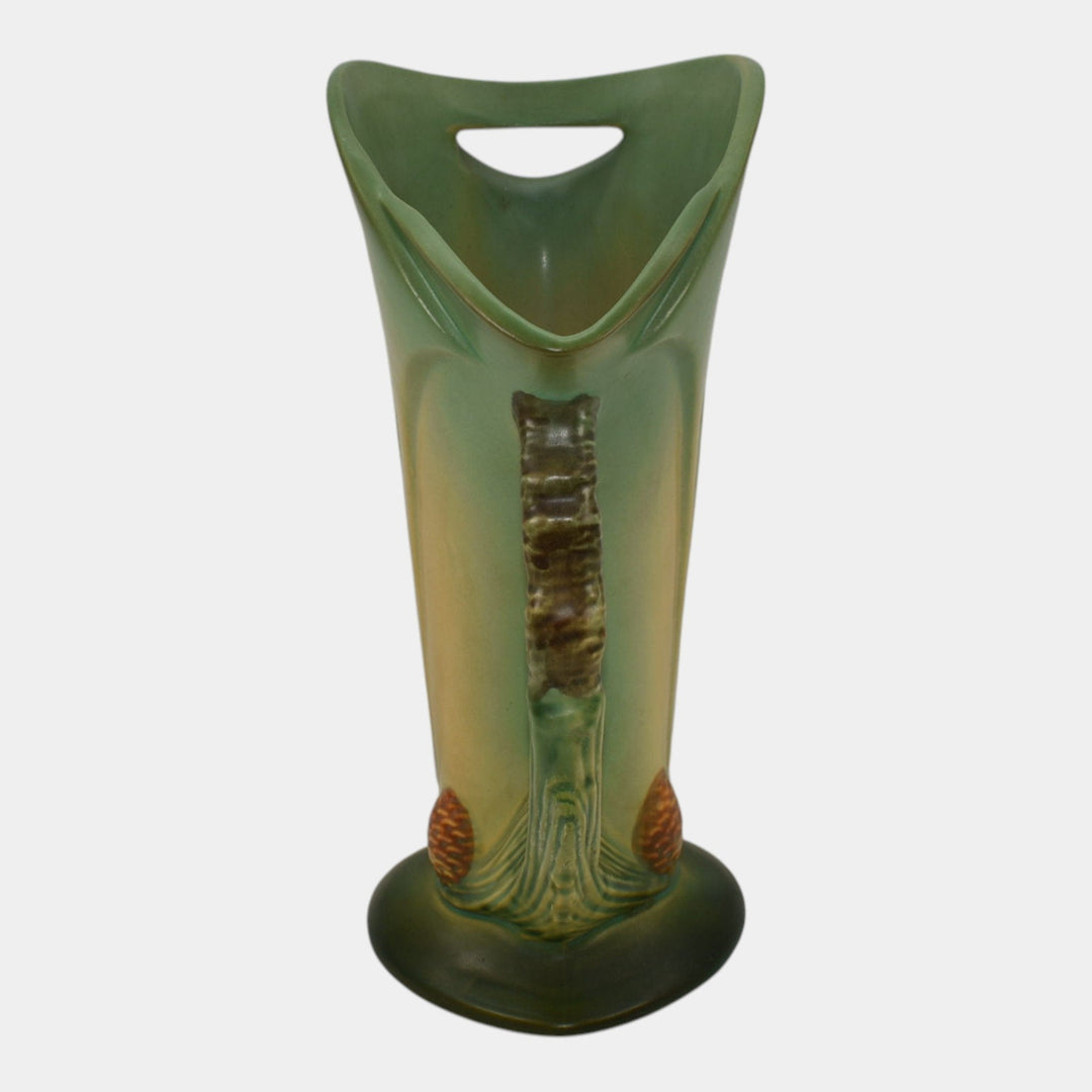 Roseville Pine Cone Green 1953 Mid Century Modern Pottery Ewer Vase 485-10