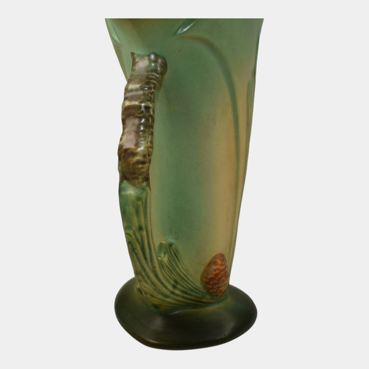 Roseville Pine Cone Green 1953 Mid Century Modern Pottery Ewer Vase 485-10