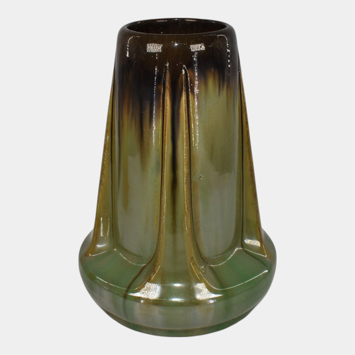 Fulper Arts And Crafts Pottery Brown Green Glaze Ceramic Vase 47