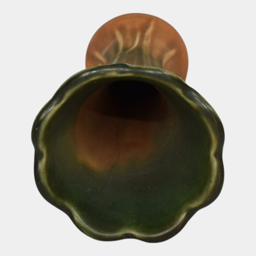 Weller Pumila 1920s Vintage Arts And Crafts Pottery Brown Green Ceramic Vase - Just Art Pottery