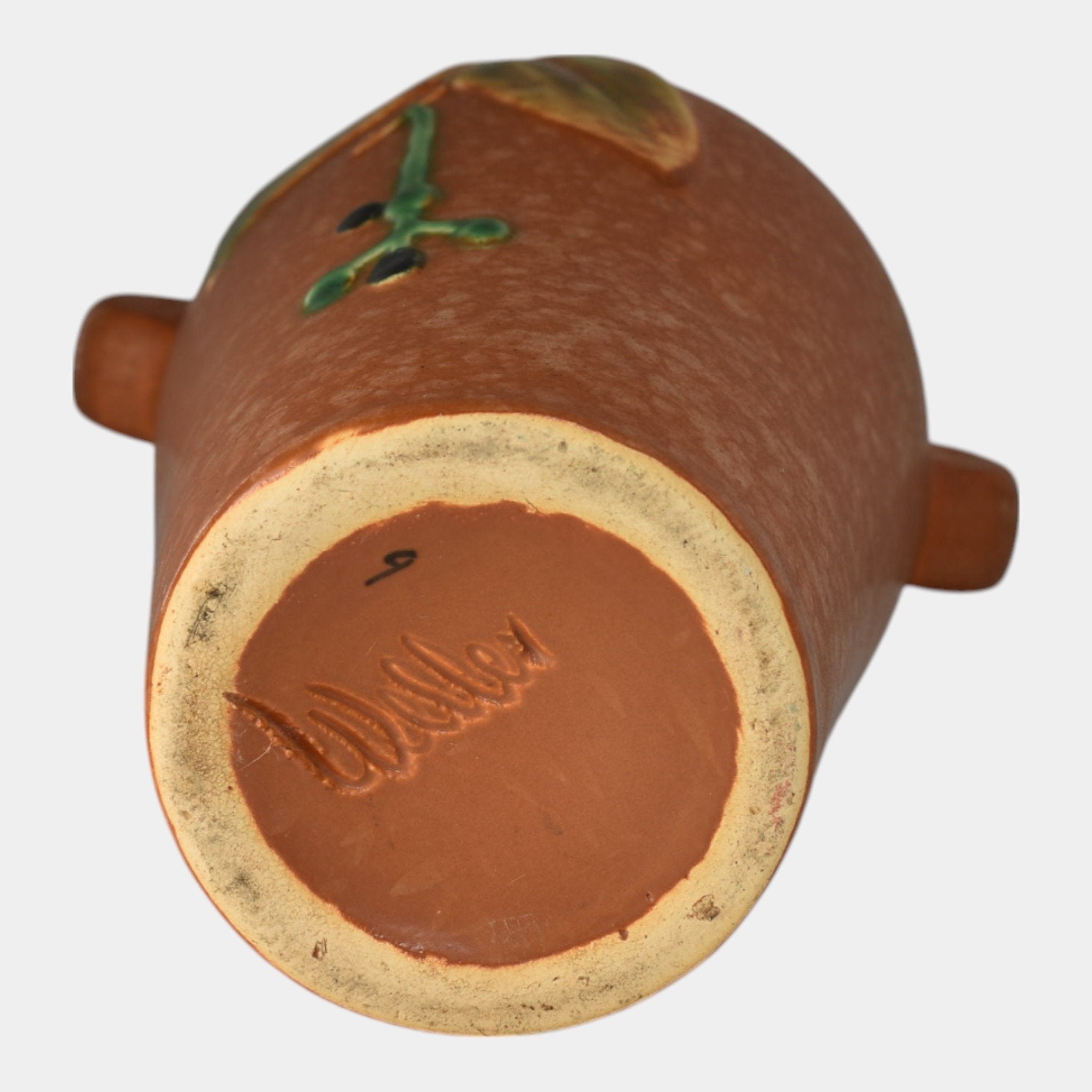 Weller Cornish 1933 Vintage Art Deco Pottery Brown Handled Ceramic