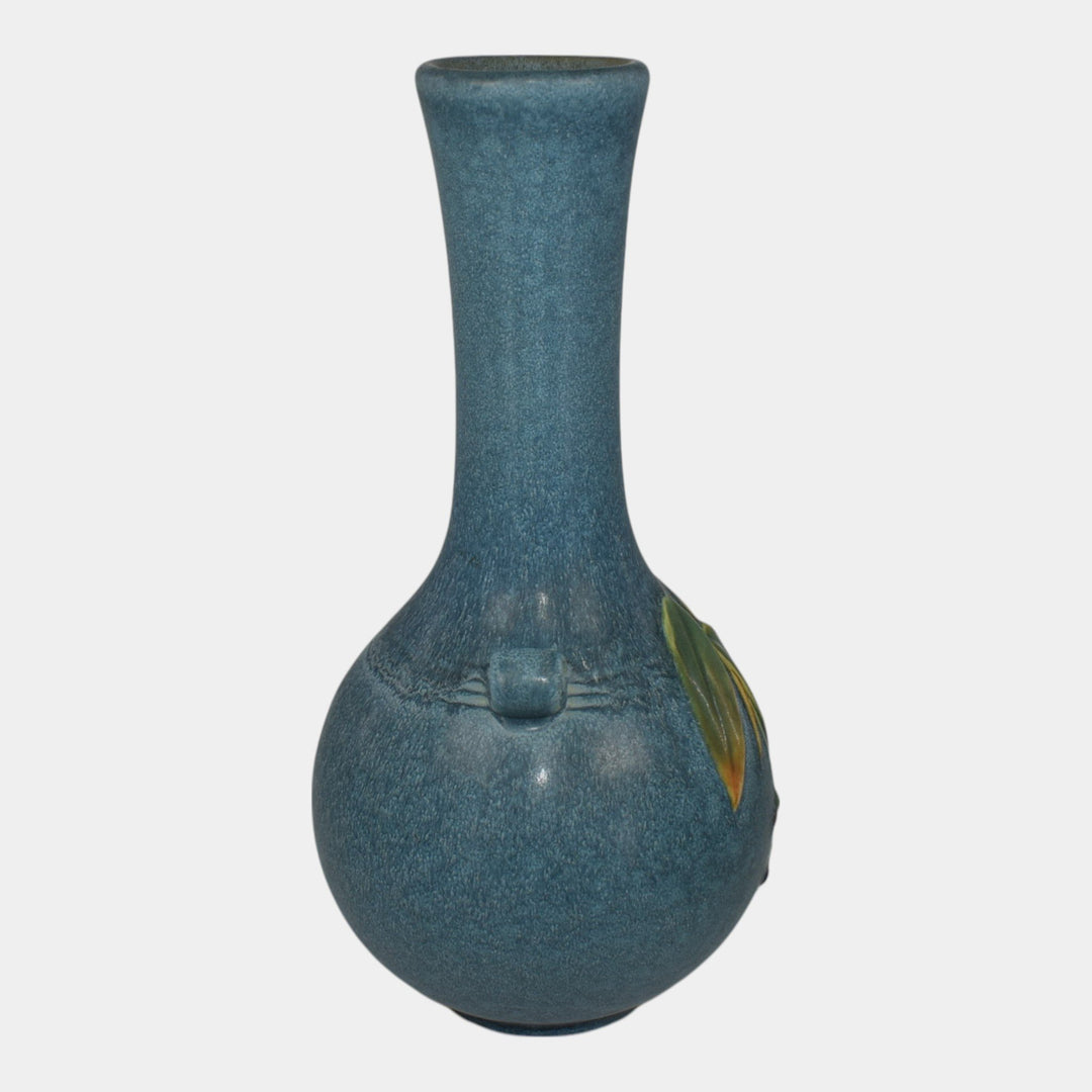Weller Cornish 1933 Vintage Art Deco Pottery Blue Bulbous Handled Bud Vase
