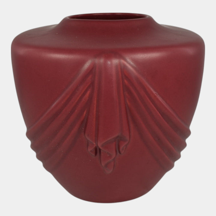 Weller Ragenda 1930s Vintage Art Pottery Red Drapery Ceramic Vase - Just Art Pottery