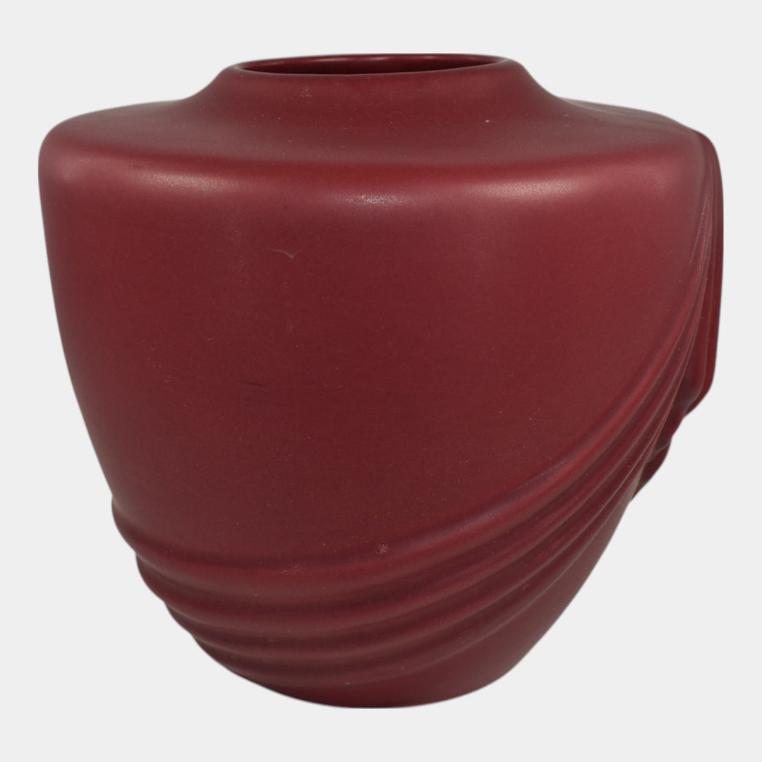 Weller Ragenda 1930s Vintage Art Pottery Red Drapery Ceramic Vase - Just Art Pottery