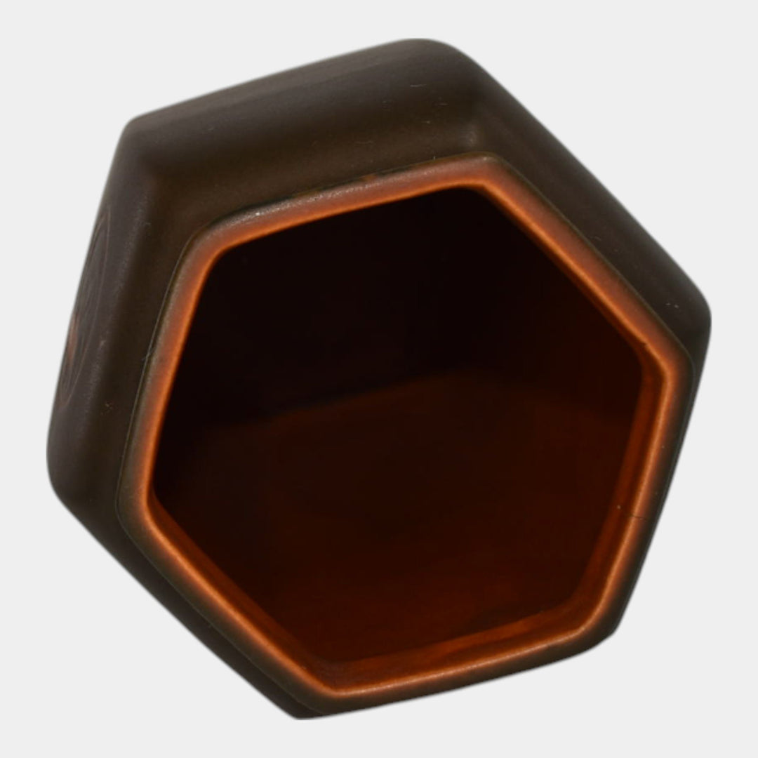 Roseville Rosecraft Hexagon Brown 1925 Arts And Crafts Pottery Vase 268-6