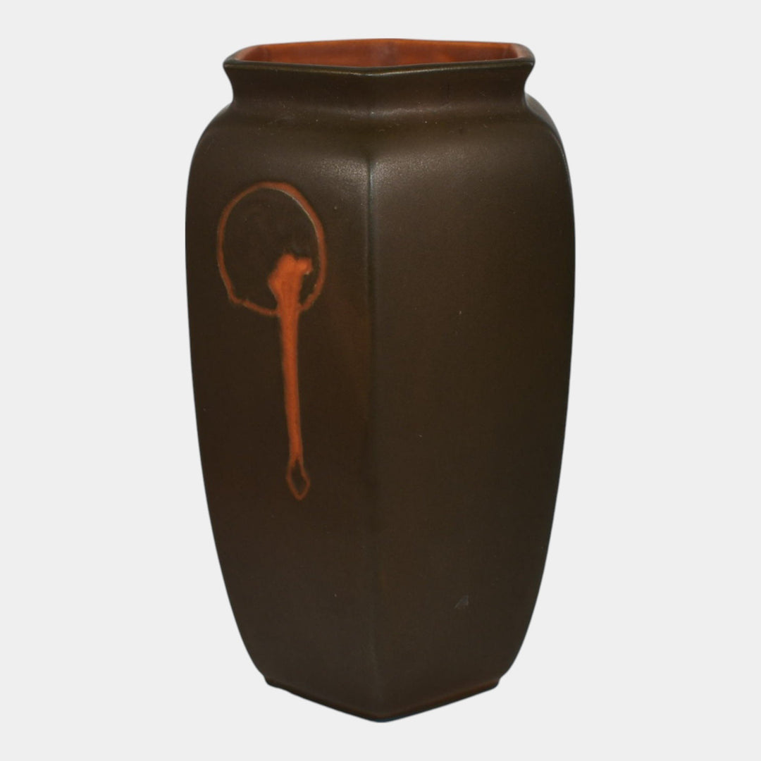 Roseville Rosecraft Hexagon Brown 1925 Arts And Crafts Pottery Vase 268-6