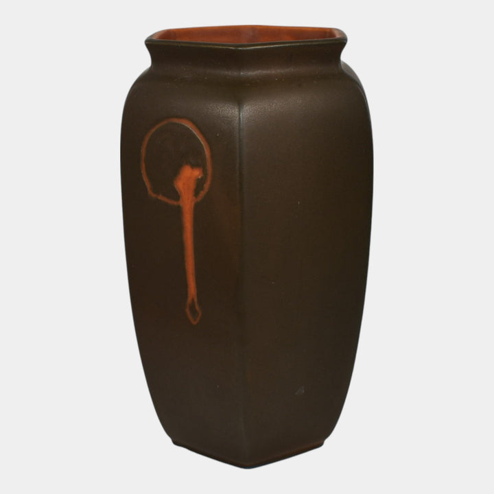 Roseville Rosecraft Hexagon Brown 1925 Arts And Crafts Pottery Vase 268-6