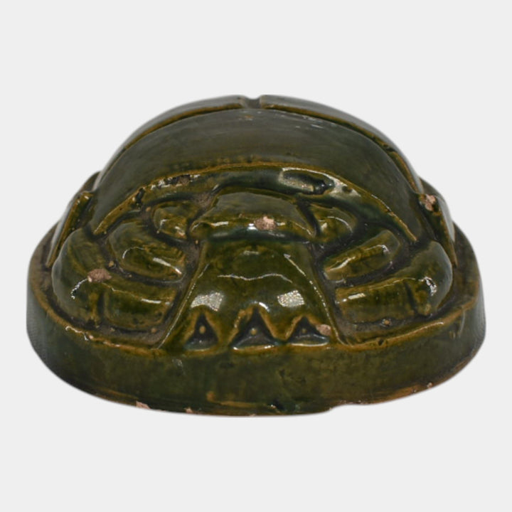 Broadmoor Colorado 1930s Vintage Art Pottery Green Scarab Paperweight