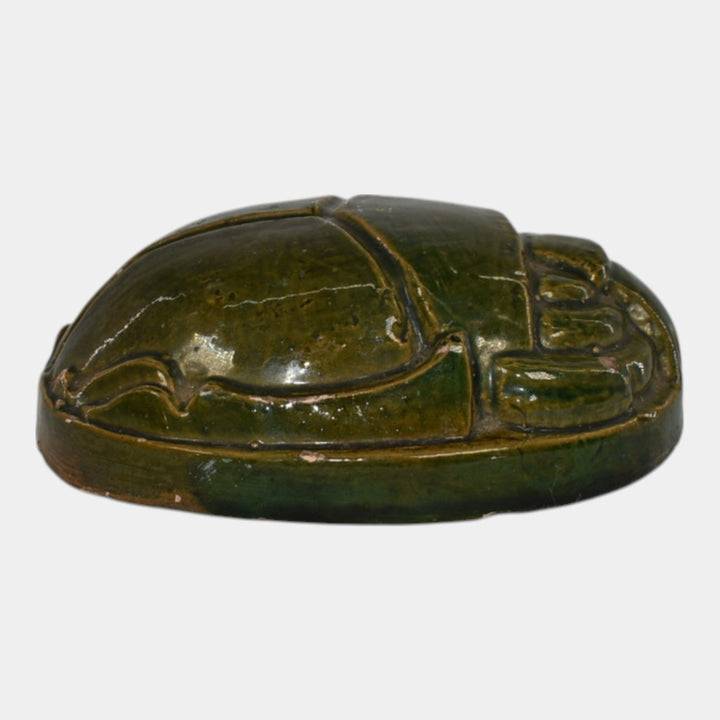 Broadmoor Colorado 1930s Vintage Art Pottery Green Scarab Paperweight