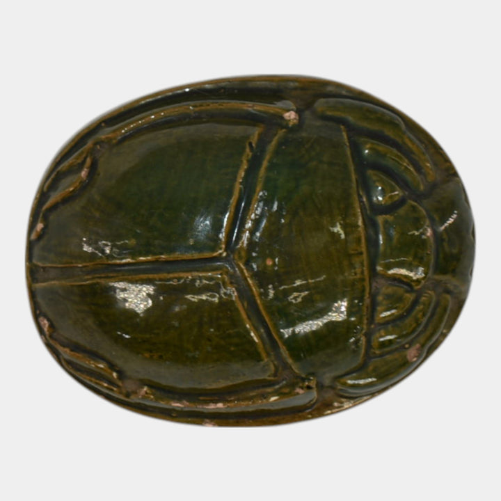 Broadmoor Colorado 1930s Vintage Art Pottery Green Scarab Paperweight