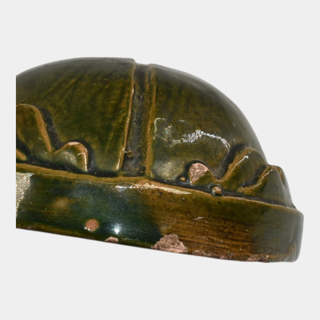 Broadmoor Colorado 1930s Vintage Art Pottery Green Scarab Paperweight
