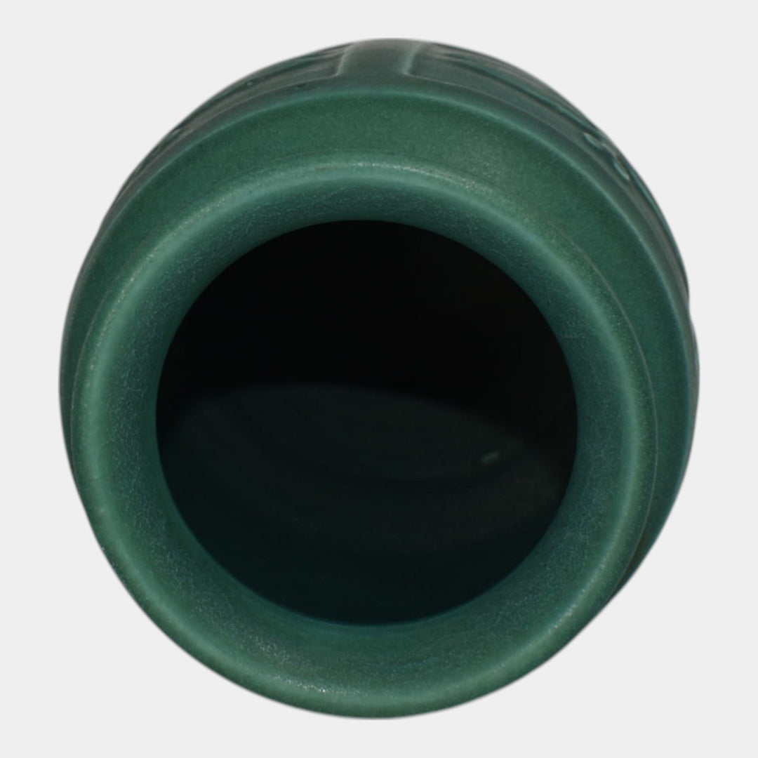Nichibei Studio Art Pottery Green Paneled Dragonfly Ceramic Vase
