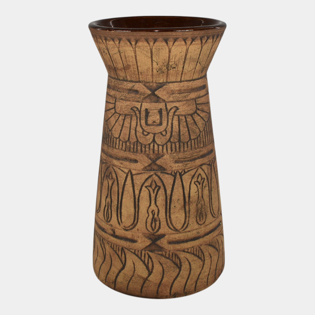 Monmouth Western Stoneware 1930s Pottery Brown Egyptian Ware Vase