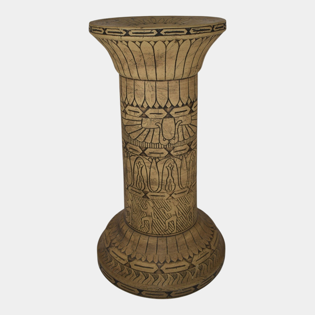 Monmouth Western Stoneware 1930s Vintage Art Pottery Brown Ceramic Pedestal
