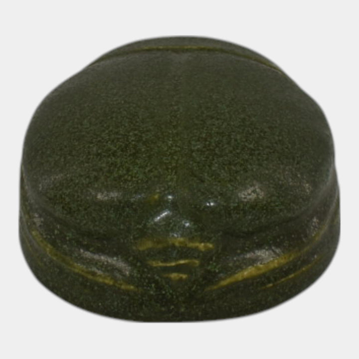 Walrath Vintage Arts and Crafts Pottery Matte Green Scarab Paperweight